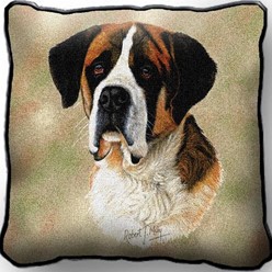 Saint Bernard Tapestry Pillow, Made in the USA