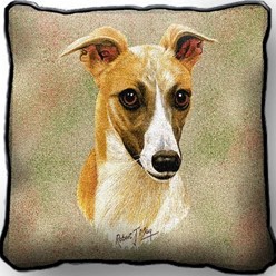 Whippet Tapestry Pillow, Made in the USA