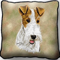 Wire Fox Terrier Tapestry Pillow, Made in the USA
