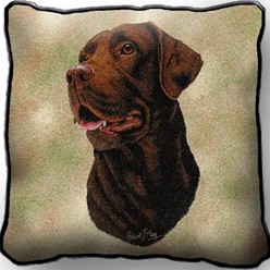 Chocolate Lab Tapestry Pillow, Made in the USA