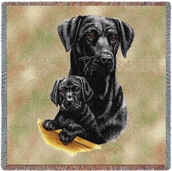 Lab Retriever Black and Pup Throw