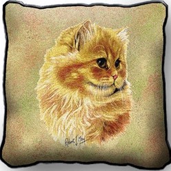 Persian Cat Cameo Tapestry Pillow, Made in the USA