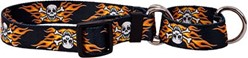 Flaming Skulls Martingale Collar