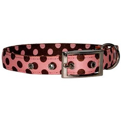 Uptown Pink and Brown Polka Dot Buckle Collar