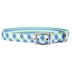 Uptown Blue and Green Argyle Buckle Collar