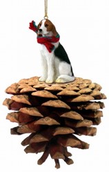 Pine Cone American Fox hound Dog Christmas Ornament
