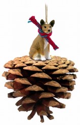 Pine Cone Basenji Dog Christmas Ornament