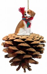 Pine Cone Beagle Dog Christmas Ornament