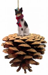 Pine Cone Rat Terrier Dog Christmas Ornament