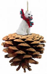 Pine Cone Samoyed Dog Christmas Ornament