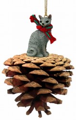 Pine Cone Cornish Rex Cat Christmas Ornament- click for more breed colors