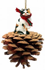 Pine Cone Calico Cat Christmas Ornament