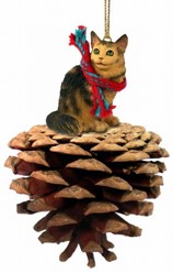 Pine Cone Maine Coon Cat Christmas Ornament- click for more breed colors