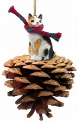 Pine Cone Japanese Bobtail Cat Christmas Ornament