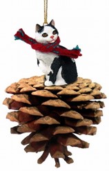Pine Cone Manx Cat Christmas Ornament- click for more breed colors