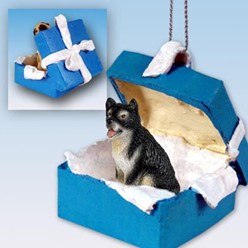 Alaskan Malamute Gift Box Holiday Ornament