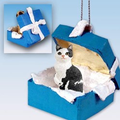 Manx Cat Gift Box Holiday Ornament- Click for more breed colors