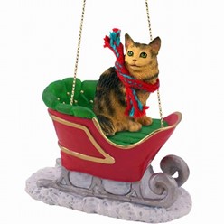 Maine Coon Cat Christmas Ornament with Sleigh- click for more breed colors