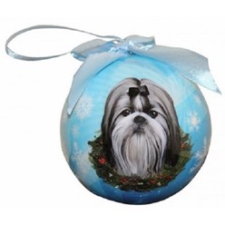 Shih Tzu Black & White Ball Christmas Ornament