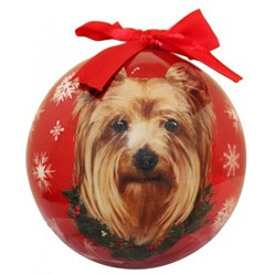 Yorkshire Terrier Ball Christmas Ornament