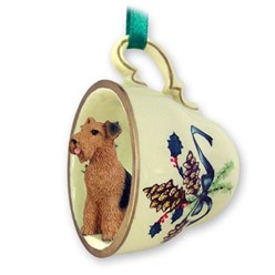 Airedale Tea Cup Holiday Ornament