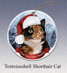 Calico Cat Dear Santa Christmas Ornament