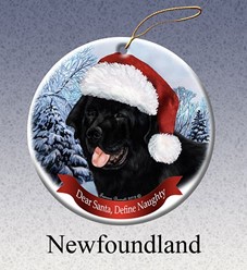 Newfoundland Dear Santa Dog Christmas Ornament- Click for more breed colors