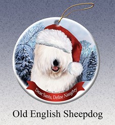 Old English Sheepdog Dear Santa Christmas Ornament