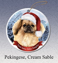Pekingese Dear Santa Christmas Ornament- Click for more breed colors
