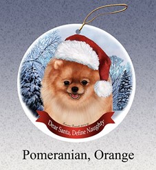 Pomeranian Dear Santa Dog Christmas Ornament- Click for more breed colors