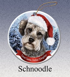 Schnoodle Dear Santa Dog Christmas Ornament