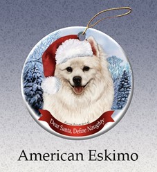American Eskimo Dear Santa Dog Christmas Ornament