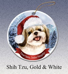 Shih Tzu Dear Santa Dog Christmas Ornament- Click for more breed colors