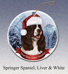 Springer Spaniel Dear Santa Dog Christmas Ornament- Click for more breed colors