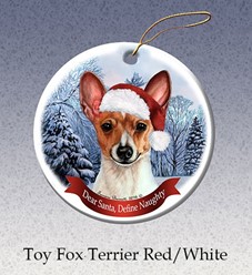 Toy Fox Terrier Dear Santa Dog Christmas Ornament