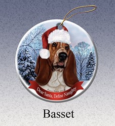 Basset Hound Dear Santa Dog Christmas Ornament