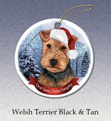 Welsh Terrier Dear Santa Dog Christmas Ornament