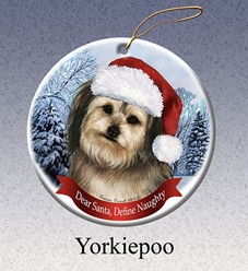 Yorkiepoo Dear Santa Dog Christmas Ornament