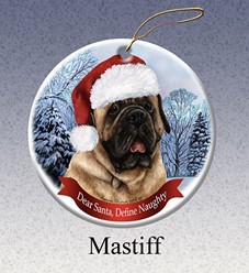 Mastiff Dear Santa Dog Christmas Ornament