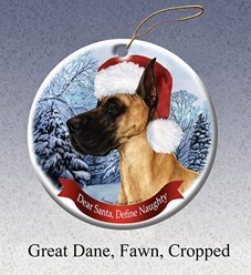 Great Dane Cropped Dear Santa Dog Christmas Ornament- Click for more breed color