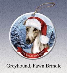 Greyhound Dear Santa Dog Christmas Ornament- Click for more breed colors