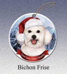 Bichon Frise Dear Santa Dog Christmas Ornament