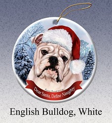 Bulldog Dear Santa Christmas Ornament- Click for more breed colors