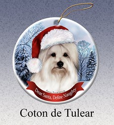 Coton de Tulear Dear Santa Dog Christmas Ornament