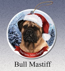 Bullmastiff Dear Santa Dog Christmas Ornament
