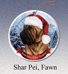 Shar Pei Dear Santa Dog Christmas Ornament- Click for more breed colors	