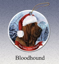 Bloodhound Dear Santa Dog Christmas Ornament
