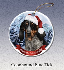 Bluetick Coonhound Dear Santa Dog Christmas Ornament