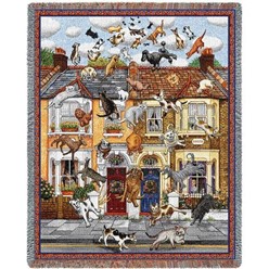 Raining Cats and Dogs Throw Blanket, Made in the USA