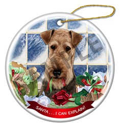 Airedale Santa I Can Explain Christmas Ornament